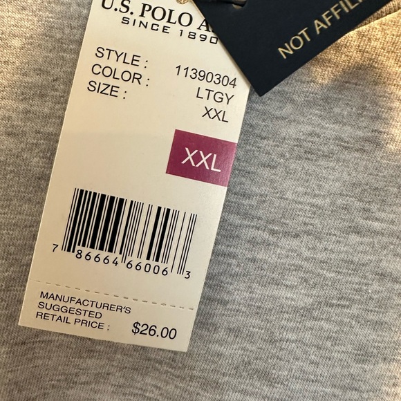 U.S. Polo Assn. Men's V-Neck Grey Knit T-Shirt Size XXL - Picture 4 of 6